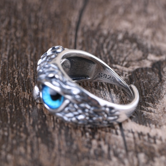 S925 Silver Vintage Owl Ring - Picture 4 of 4